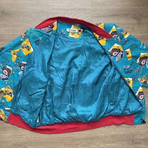 Vintage Women’s Jacket All Over Print Films Planes Clubs Size M Ellas Mood Retro - Picture 8 of 12